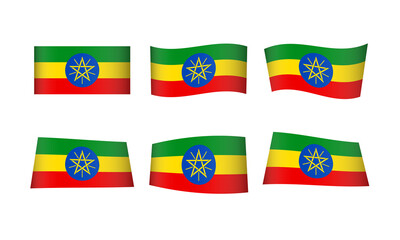Flag Ethiopia Flags Ethiopian Banner Icon Vector Set Republic National Symbol Stickers Africa Addis Abeba May 28th Wave Flags Country State Day Emblem Wave Realistic Flag Independence Culture 