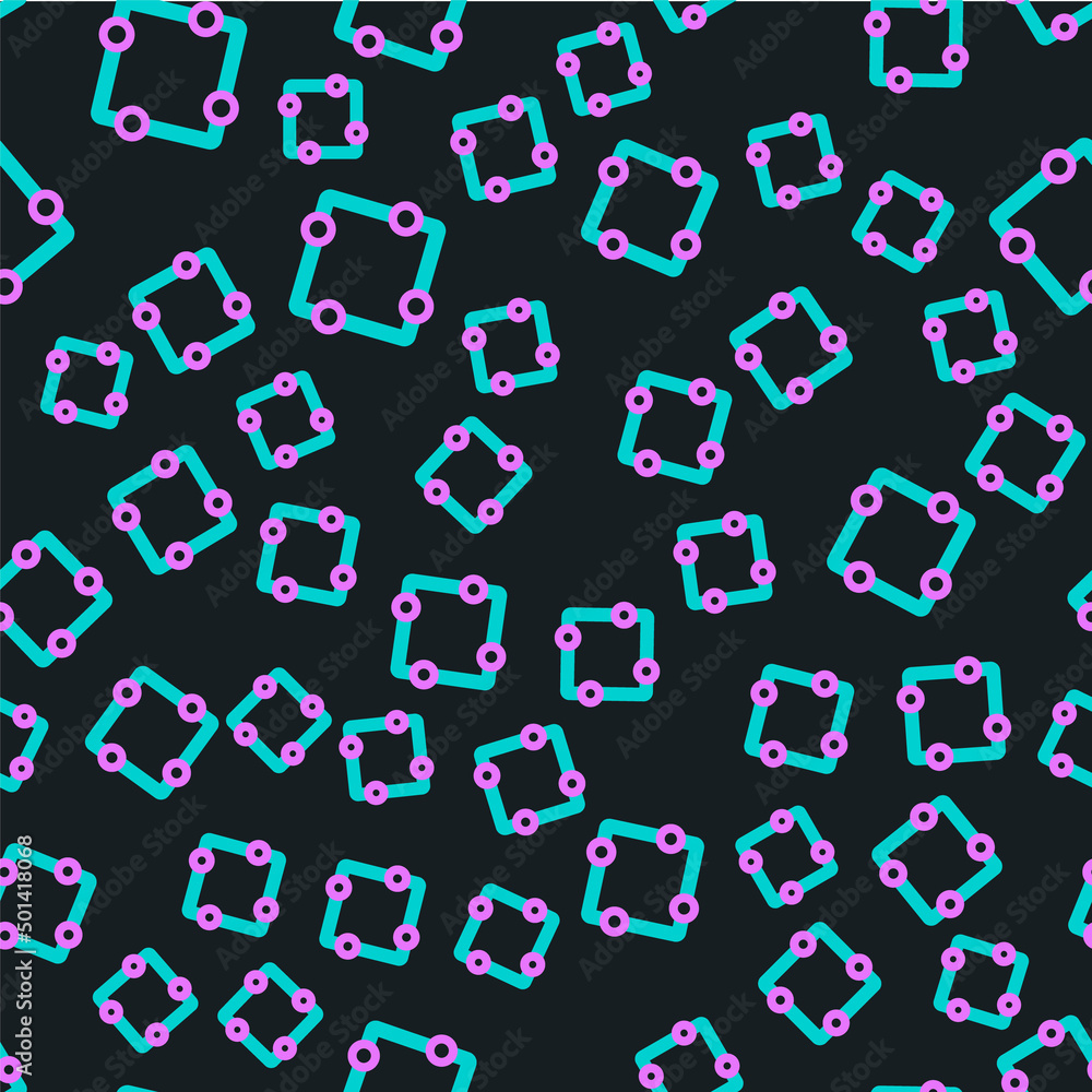 Poster line electric circuit scheme icon isolated seamless pattern on black background. circuit board. vect