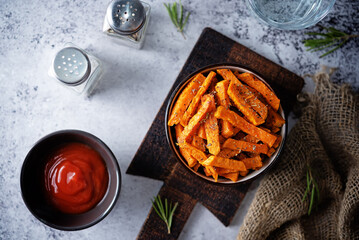 Sweet potato fry fries with sauce