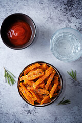 Sweet potato fry fries with sauce