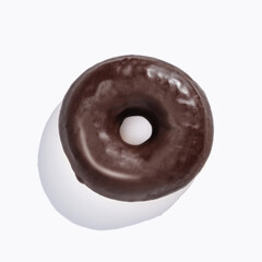 Chocolate donut on white background