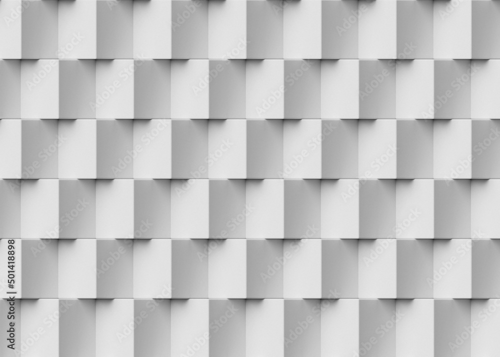 Poster abstract background made of white stacked cubes. 3d rendering