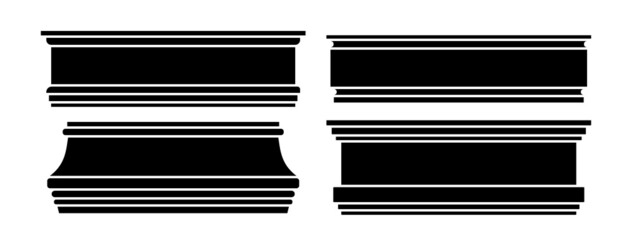 Molding frame plastic or wood baseboards set isolated on white background. Architectural simple elements for interior design. Vector flat style illustration. Mouldings trim various shapes collection. © Irina