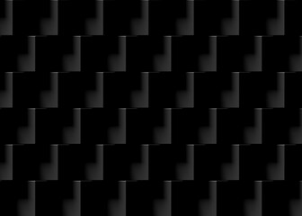 Dark abstract background made of stacked black cubes. 2d rendering