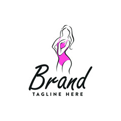 Obraz na płótnie Canvas a logo with a sexy woman for a fashion beauty brand