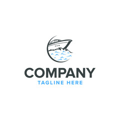 a luxury ocean liner logo on the sea