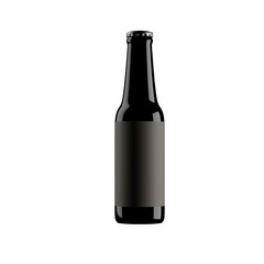 Beer bottle template. Dark glass bottle on white background.