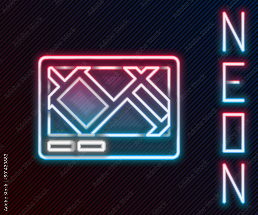 Poster glowing neon line gps device with map icon isolated on black background. colorful outline concept. v