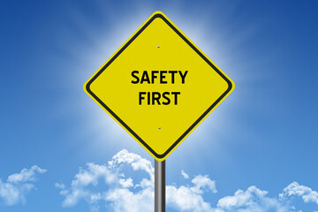 sign on blue sky background with sun and clouds and inspirational text