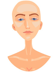 Vector illustration girl's head without hair shoulder belt