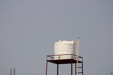 Plastic Water Tank on Village House Rooftop, Karnataka 