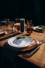 serving rectangular wedding festive table side view