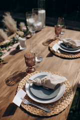 serving rectangular wedding festive table side view