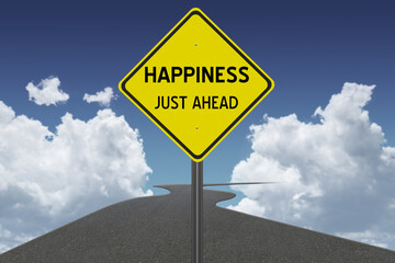 Happiness sign for wellness concept.