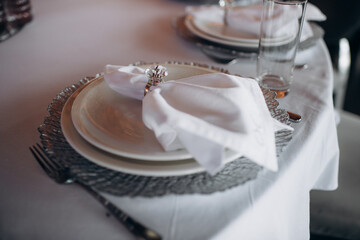 festive table setting at a banquet close-up