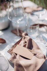 festive table setting at a banquet close-up