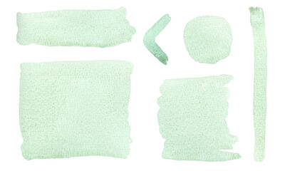 Watercolor  green brushes. Isolated  illustrations on white background. Hand drawn painting.