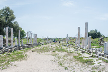 An ancient Roman road leading to the heart of Side's ancient city.