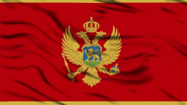 A waving national flag of Montenegro on a fabric texture background. Flag video for design and advertising. 3D-Illustration. 3D-rendering