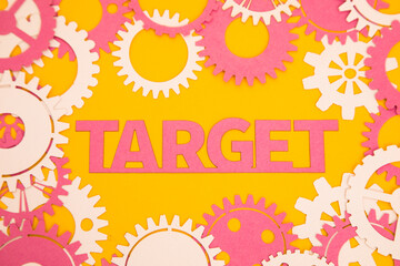 Paper inscription on the background of paper gears