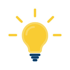 Yellow luminous bulb on a white background. Flat style. Vector illustration