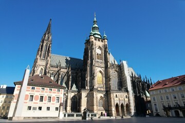 Prague castle and St. Vitus Cathedral (Katedrála Sv. Víta) Pražský hrad, Praha, Czech republic,...