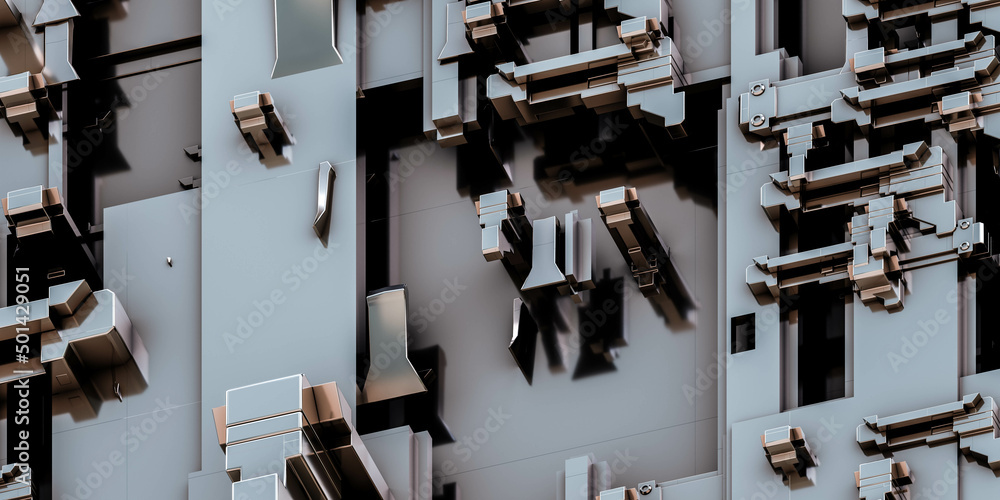 Poster metal computer surface technology hardware 3d render illustration