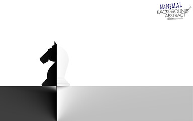 Chess knight minimal contrast white or black background. Corporate symbol concept in semitone gradient silhouettes. Delicate nuance of muted shade, geometric art piece. Illustration. © Nanotrillion
