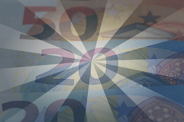 Background with euro banknotes and bright slats