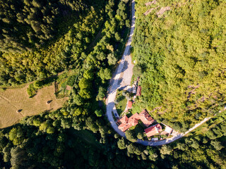 Aerial view of Medieval Osenovlag Monastery, Bulgaria