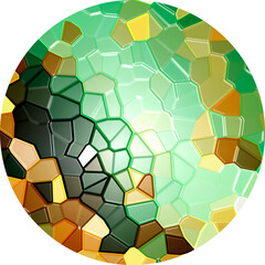 Round sublimation design for key chains. Bright geometric abstraction. Crystal lattice, glass, crystal, leather.