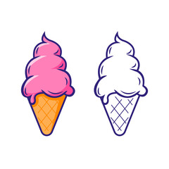 cartoon style illustration of ice cream cone 