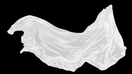 Beautiful flowing fabric of white wavy silk or satin. 3d rendering image.