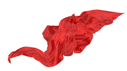 Beautiful flowing fabric of red wavy silk or satin. 3d rendering image.