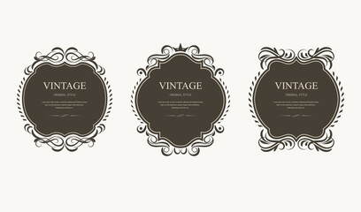 set of vintage label dark brown color old design, clipart vintage banner, classic style,luxury vintage,element vintage.