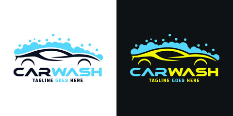 Car detailing washing bubble water clean service logo design icon vector background