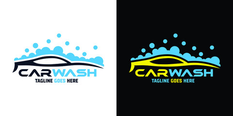 Car detailing washing bubble water clean service logo design icon vector background