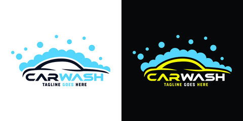 Car detailing washing bubble water clean service logo design icon vector background
