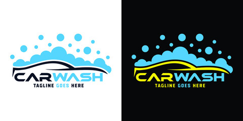 Fototapeta na wymiar Car detailing washing bubble water clean service logo design icon vector background