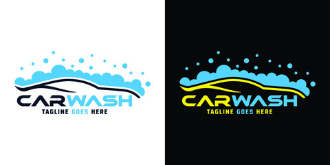 Car detailing washing bubble water clean service logo design icon vector background
