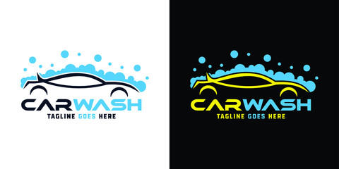 Car detailing washing bubble water clean service logo design icon vector background