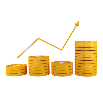 3d Business graph golden coin 