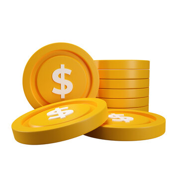 3D render stack of golden coin