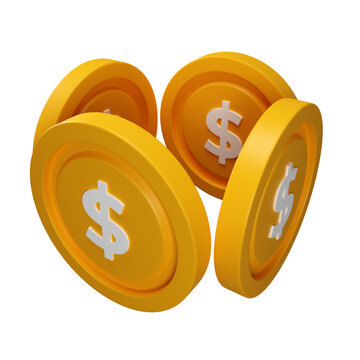3D render golden coins