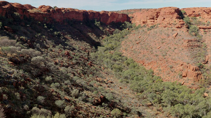 a winter afternoon view of kings canyon from the rim walk in watarrka national park of the northern territory, australia