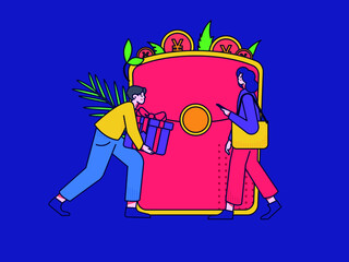 Invite friends to get red envelopes vector concept illustration
