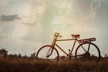 old bike with lighting effect in vintage style