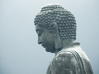 Lantau, Hong Kong- September 17 2019:  Tian Tan Buddha giant statue