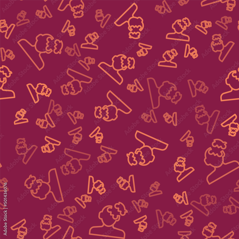 Aufkleber brown line solution to the problem in psychology icon isolated seamless pattern on red background. p