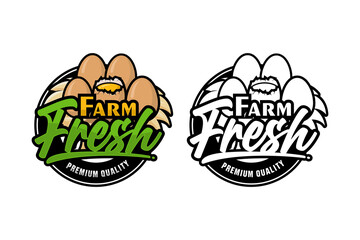 Farm fresh eggs premium quality design logo